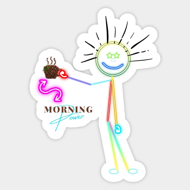 Neon Guy Morning Power / Morning Coffee Sticker by BeatyinChaos